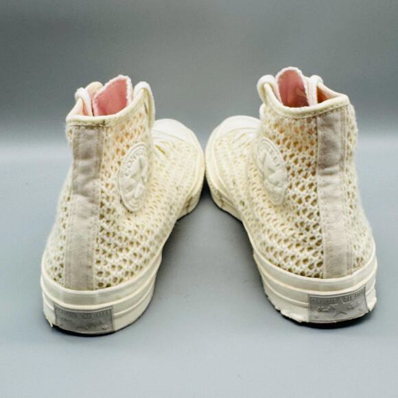 Converse Shoes Womens 9.5 Ivory Chuck Taylor All Star Crochet High Top Sneakers - Picture 6 of 11